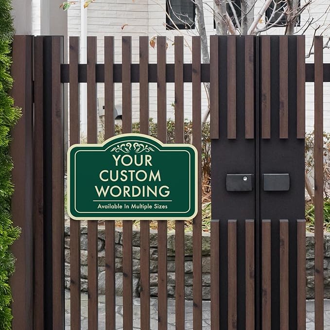 Custom Decorative Outdoor Metal Signs - Personalized Aluminum Signs, Waterproof, USA Made - Design 1 Forest Green 24x18 In