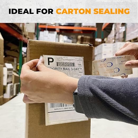 WOD CST22CC Crystal Clear See-Through Packing Tape – 3/4 inch x 110 yds. for Carton Sealing Mailing, Shipping, and Protection, Label Covering, Lamination, and Outdoor Uses.