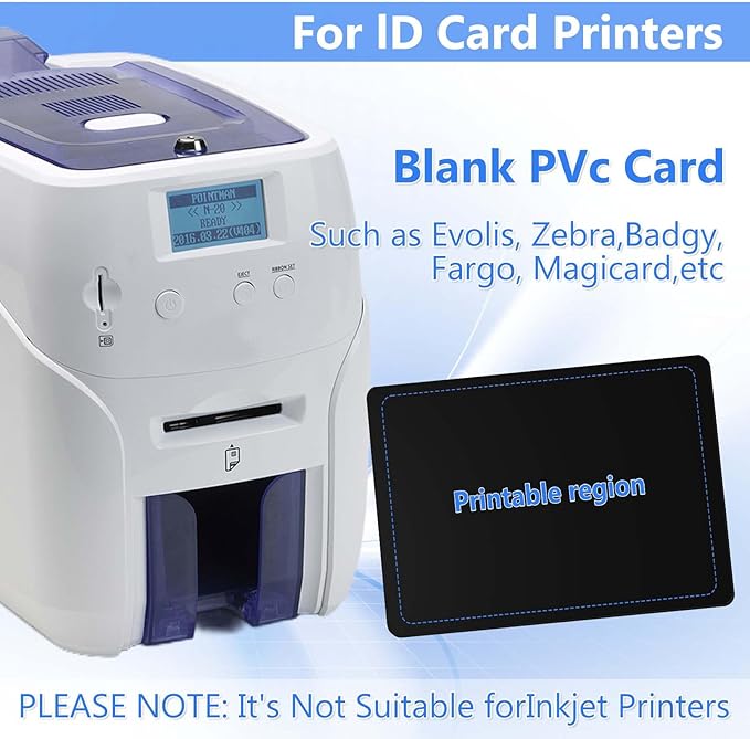 25 Pack - Premium Blank PVC Cards for ID Badge Printers - Premium Quality Black CR80 30 Mil (CR8030) by KLMNDUO - Compatible with Most Photo ID Badge Printers(Black)