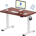FLEXISPOT EN1 One-Piece Standing Desk with 1-Inch Thick Seamless Desktop, 40"x24" Electric Height Adjustable Desk for Home Office, Multi-Monitor Setups & Easy Assembly, Mahogany