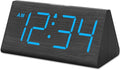 DreamSky Wooden Digital Alarm Clocks for Bedrooms - Electric Desk Clock with Large Numbers, USB Port, Loud Alarm for Heavy Sleepers, Adjustable Volume, Dimmer, DST, Wood Décor Gifts, Adapter Powered