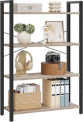 VASAGLE 4-Tier Bookshelf, Bookcase with Steel Frame, Book Shelf for Living Room, Home Office, Study, 11.8 x 26 x 47 Inches, Industrial Style, Heather Greige and Ink Black ULLS060B02