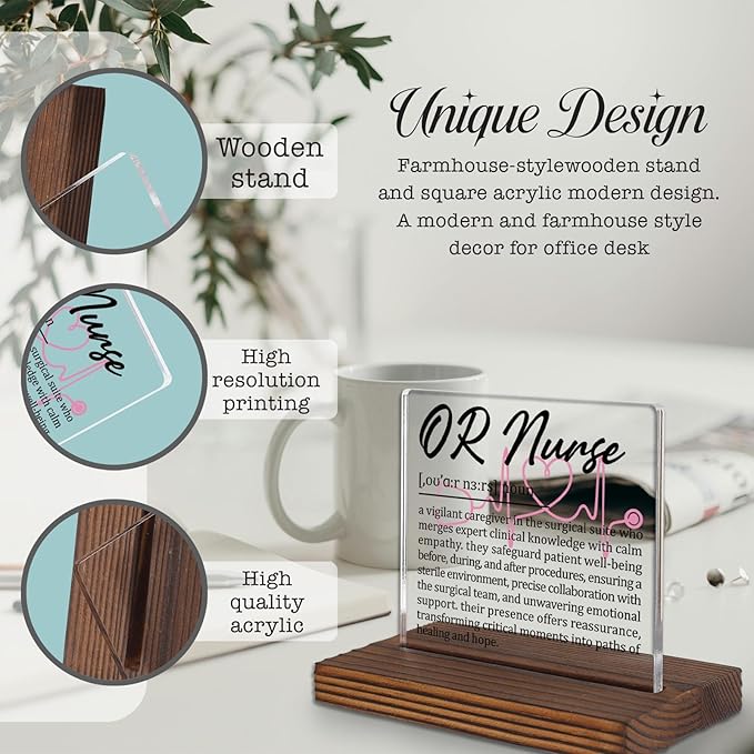 OR Nurse Gifts, Thank You Appreciation Gifts for Operating Room Nurse Week Graduation Birthday Christmas Office Desk Decor Decorative Signs Plaque PA003