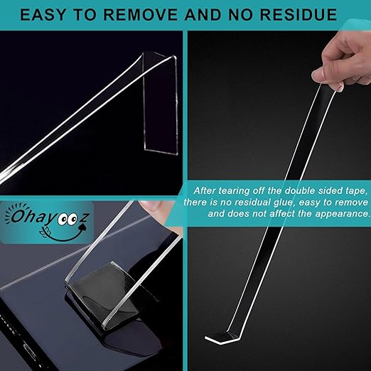 Ohayooz® Extra Strong Double Sided Tape Heavy Duty Removable 10FT, Clear Sticky Adhesive Nano Tape Tough Washable Waterproof Mounting Tape for Hanging Picture, Poster, Carpet, Photo Deco