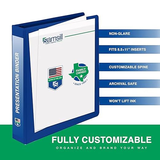 Samsill 2 Inch 3 Ring Binders, Made in USA, Economy Round Ring, Clear View Cover, 425 Sheet Capacity - for School, Home, Office - Blue, 4 Pack