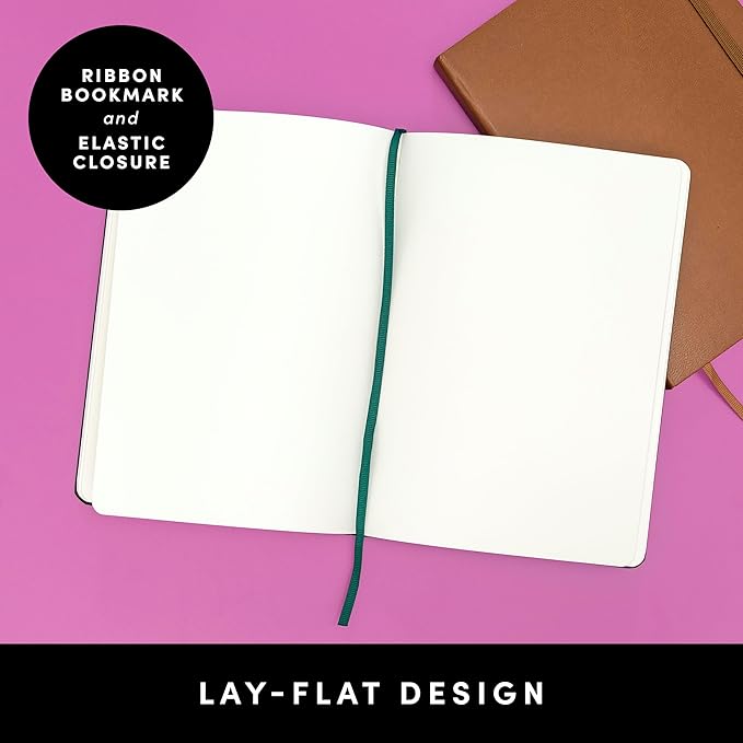 PAPERAGE Blank Journal Notebook, (Turquoise), 160 Pages, Medium 5.6 in x 8 in - 100 GSM Thick Paper – Hardcover Journaling Notebook for Work, School, Note Taking or Sketching