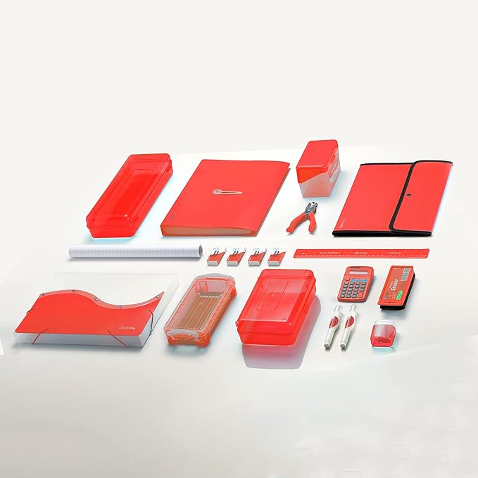 Enday Index Card Holder Red, 3x5 Note Flash Card Organizer Case, Stackable Index Card File with flip top, Notecard Recipe Purple, Red, Green, Blue, Grey, Pink Holder, Holds 250 Cards