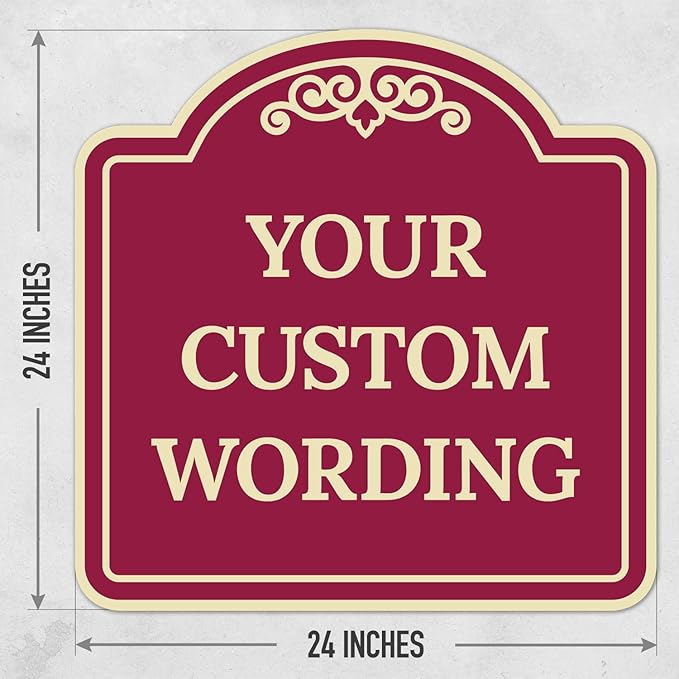 Custom Decorative Sign, Personalized Metal Sign for Business, Driveway, Home, Airbnb, Office Door Plaque,Burgundy Background Sign, 24x24 Inches, ACM, Fade Resistant, Made in USA by Sigo Signs