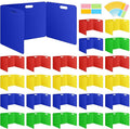 MuseLuxe 24 Pack Privacy Folders for Students - Durable & Waterproof Plastic Study Desk Dividers,Test Dividers for Classroom,Easy to Clean Privacy Shields & Boards -4 Color,Includes Extra 48 Labels