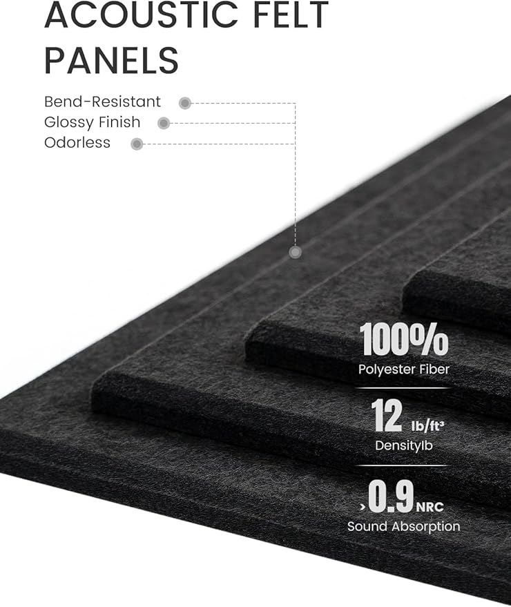 Fluxynara Large Felt Bulletin Board 48" x 36" Cork Board Alternative-12 Pack with 70 Safe Removable Adhesive Tabs, Cork Boards for Walls Cork Board for Home Office Classroom Pin Board - Charcoal Gray