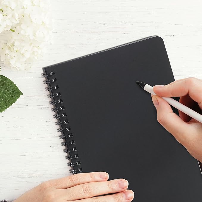 miikoul 100 Packs A5 Spiral Notebooks, Black Ruled Notebooks Bulk, 8.3"×5.5", 60 Sheets/120 Pages, Hardcover Lined Journal Notepad Travel Notebooks for Office and Back to School Supplies