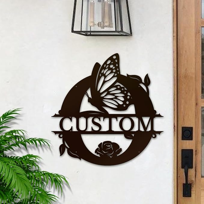 Personalized Custom Letter Name metal Signs,Custom Black Letter Monogram Wall Art Decor,Metal Signs Plaques Outdoor wall Decorative Signage (O)