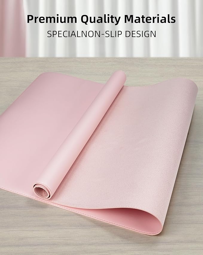 Large Desk Mat 55"x24" - Premium Non-Slip Desk Pad, Waterproof and Scratch-Resistant Office Desk Protector, Large Desk pad Workspace Mat for Home and Office(Light Pink)