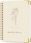 Undated Weekly Planner with Metal Corner Hardcover Notebook , A5 Size Journal with To Do List Planner, Habit Tracker,Weekly Goals for ADHD,Student, Office, Women, Men ,Gifts,6 x 8 inches，Spiral Bindding ,Beige