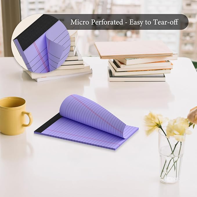 5 Pcs Note Pads 5 x 8 Inch Small Legal Pads 5 x 8 Colored Notepad 5 x 8 Micro Perforated Writing Pads Lined Paper College Ruled 30 Sheets Notebook for Study, To-Do Lists, School & Office Supplies