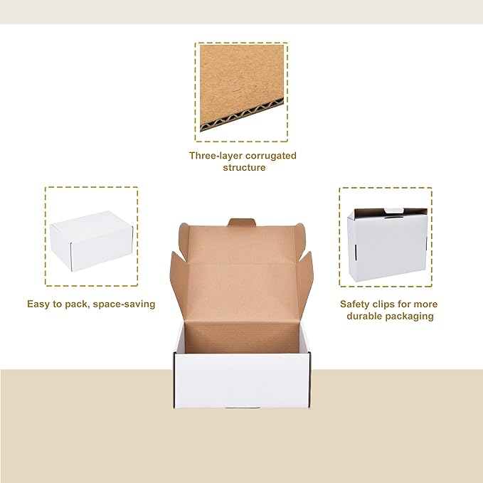 WINHPH 9x6x4 Inches Shipping Boxes Set of 15,White Corrugated Cardboard Box Literature Mailer for Small Business, Literature Mailer Box Packaging Supplies