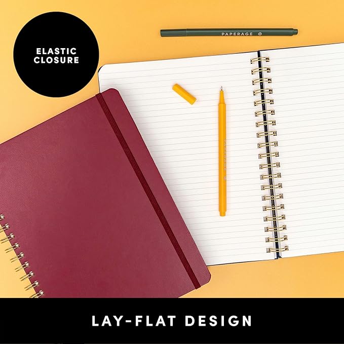 PAPERAGE Lined Spiral Journal Notebook, (Blush), 160 Pages, Large B5 Hardcover Journal for Women & Men, 10 in x 8.15 in - 100 GSM, Thick Paper, Spiral Notebook for Work, School & Journaling