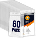 60 Pack ID Badge Holder - Vertical Badge Holder, 2.25" x 3.5" Clear Cards Holders for Lanyard, Plastic Sealable Waterproof, Name Tag Holder for Nurses, Office, and School