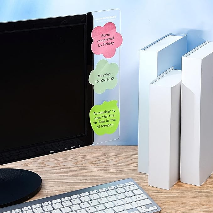 Zonon 8 Pieces Computer Monitor Notes Screen Monitor Memo Board Sticky Note Holder Message Board Computer Side Panel for Office Home Desktop Left and Right