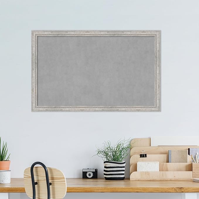 Amanti Art Silver Framed Magnetic Board 27x43 Large Vision Board for use with Magnets, 100% Metal Sheet to Display Items as Office Decor or for Home Organization in mudroom, Kitchen or Kids Room