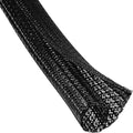 QCSIW 3/4" 25ft Expandable Braided Cable Sleeve Split Wire Loom Tubing – Pet-Proof Cord Protector for USB, Power Cords, Audio/Video Cables – Durable Wire Management Sleeving Black