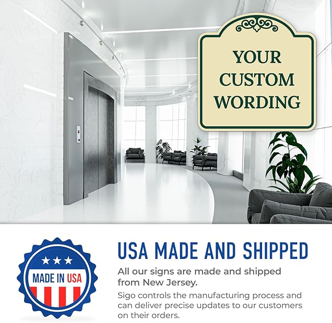 Custom Decorative Sign, Personalized Metal Sign for Business, Driveway, Home, Airbnb, Office Door Plaque, Ivory Sign, 18x18 Inches, ACM, Fade Resistant, Made in USA by Sigo Signs
