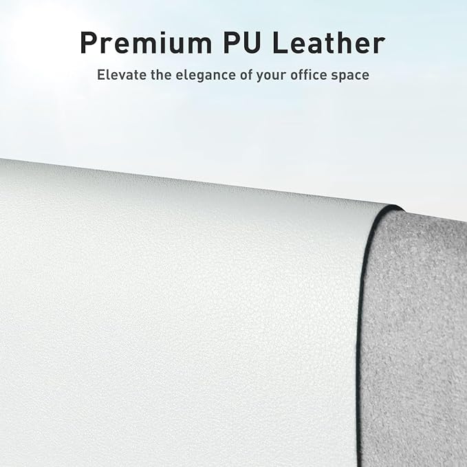 Aothia Leather Desk Pad Protector, Large Mouse Pad, Office Mat, Non-Slip PU Leather Blotter, Laptop Desk Pad, Waterproof Writing Pad for Office and Home (Barely Grey, 23.6" x 13.7")