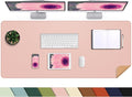 AFIING Leather Desk pad Protector, Large Non-Slip Office Desk Mat with Natural Cork & PU Leather, Waterproof Writing Mouse Pad for Office and Home (55in*17in,Pink)