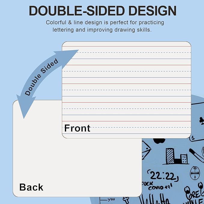 24 Pack Dry Erase Boards, 9"x12" Double Sided Easel Small Whiteboards with Lines for Kids, Students, Education Teacher Classroom, Mini Portable Learning White Boards with 24 Markers, 24 Erasers