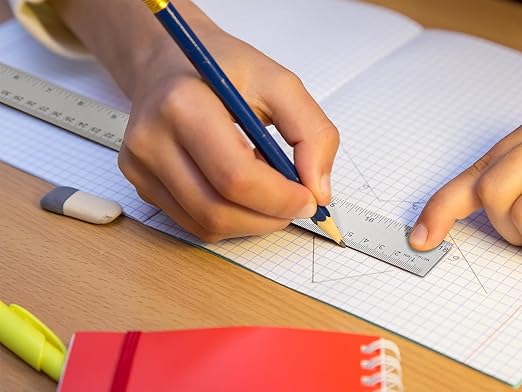 Metal Ruler with Cork Backing, 12 Inch Stainless Steel Rulers 12 Inch Metal Ruler 10 Pack - Imperial and Metric - Non-Slip Prevent Ink Leakage - for School Office Engineering Tools