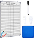 Lincia Project Planning Dry Erase Whiteboard Magnetic Dry Erase Board with Lines Sliding Marker Tray Aluminum Frame White Board Planner for Wall Scheduling(24"x 36",Project Planning Vertical)