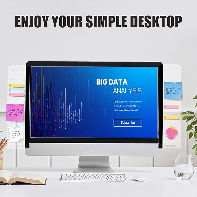 2pcs Office Desk Accessories Monitor Memo Board Computer Message Board Office Supplies for Women Men Computer Sticky Note Holder Home Desktop Message Office Decor (Computer Monitor Note Holder)
