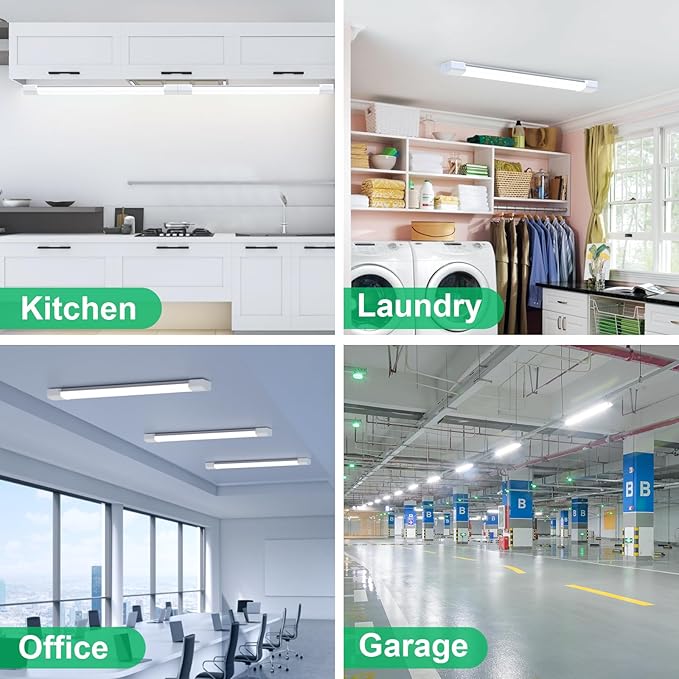 Modlicht 4FT Plug in Light 2PCS, Linkable Shop Lights for Garage, Bright Workbench Light with Cord, 5000K LED Light Bar for Workshop Kitchen Bedroom Bathroom Office Basement, 36W