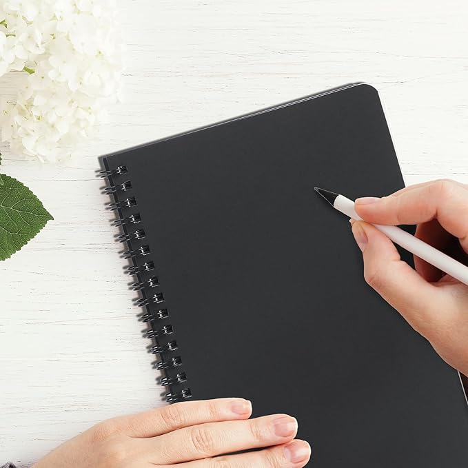 miikoul 60 Packs A5 Spiral Notebooks, Black Ruled Notebooks Bulk, 8.3"×5.5", 60 Sheets/120 Pages, Hardcover Lined Journal Notepad Travel Notebooks for Office and Back to School Supplies