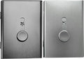 2 Pack Business Card Holder with Dot Cards,Stainless Steel Slide Out Thumb Drive Card Case for Men and Women,Portable Credit ID Name Card Wallet Black and Gray