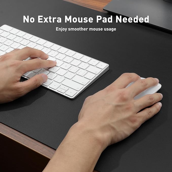 Aothia Leather Office Desk Pad Protector, Non-Slip PU Leather Desk Blotter, Waterproof Laptop Writing Mouse Pad for Office and Home, Black, 31.5" x 15.7"