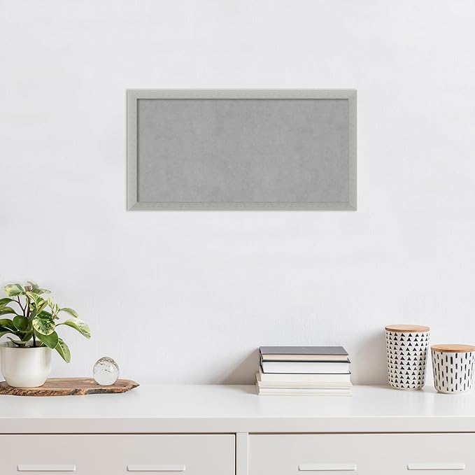 Amanti Art Silver Framed Magnetic Board 14x26 Small Vision Board for use with Magnets, 100% Metal Sheet to Display Items as Office Decor or for Home Organization in mudroom, Kitchen or Kids Room