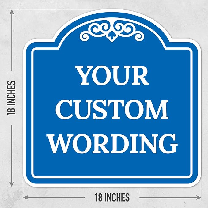 Custom Decorative Sign, Personalized Metal Sign for Business, Driveway, Home, Airbnb, Office Door Plaque, Blue Background, 18x18 Inches, ACM, Fade Resistant, Made in USA