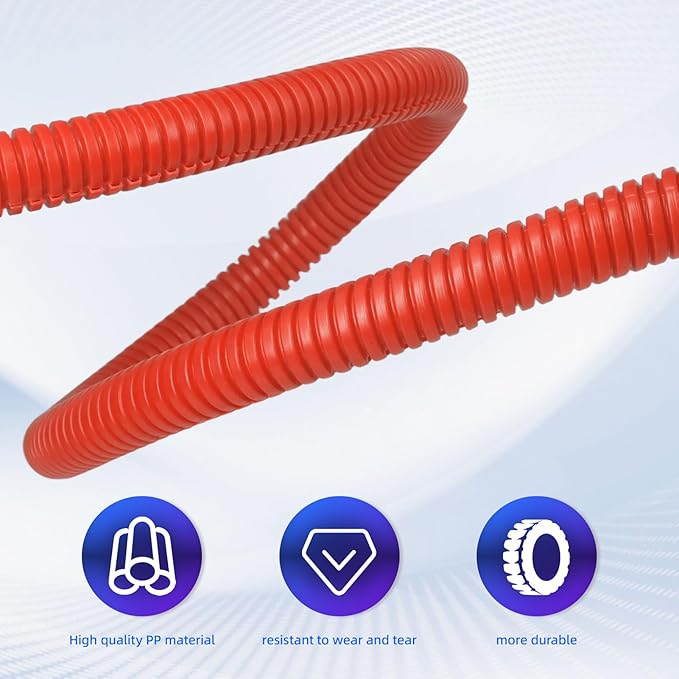 Split Wire Loom Tubing, 10,25ft Cord Protectors from Pets No Chew, Flexible Wire Covers Cord Protectors, Protective Split Cable Sleeve for Automotive Home Industrial Wires(Red, 0.98inch-10ft)