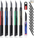 WORKPRO Premium Utility Knife Retractable Snap-off Blade, Heavy Duty Aluminum Box Cutter Set, Razor Knife Exacto Craft Knives, with 10 Extra 9mm Blades, Pack of 5