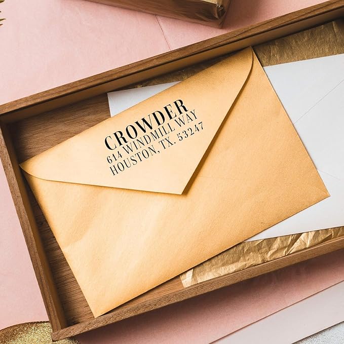Self Inking Modern Address Stamps | Custom Return Address Stamper (Magazine Serif, Xtra Wide)