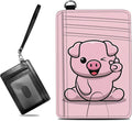 BWEGRHE Small Travel Wallets, Pink Pig Slim Minimalist Front Pocket Wallet with Wristlet, RFID Blocking PU Leather Credit Card Holder with ID Window Change Purse for Men Women