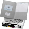 FILE-EZ Two-Pocket Folders, Gray, 25-Pack, Textured Paper, Letter Size (EZ-32530)