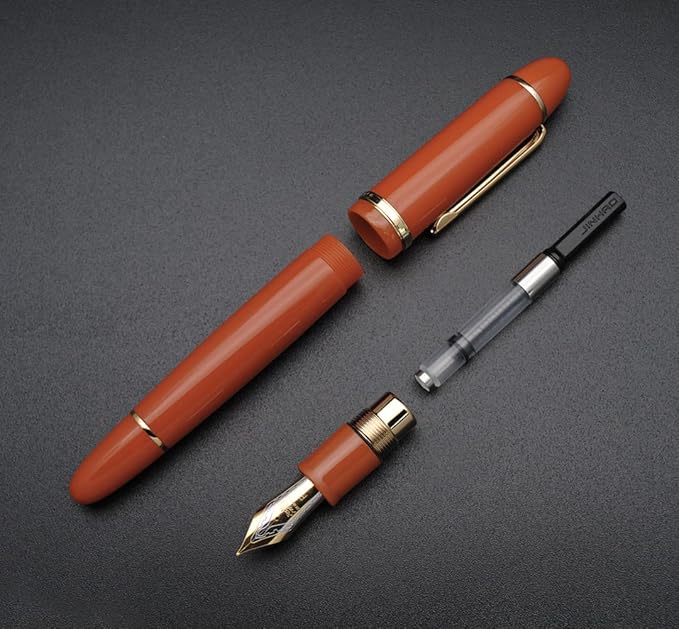 JINHAO X159 Fountain Pen (EF Nib 0.38mm, Orange Red with Gold Clip)
