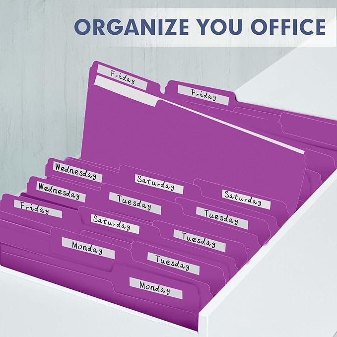 File Folder, PANDRI 120 Pack File Folder, 1/3 Cut Tab, Letter Size, Filing Folder for Office School Business, Rosepurple