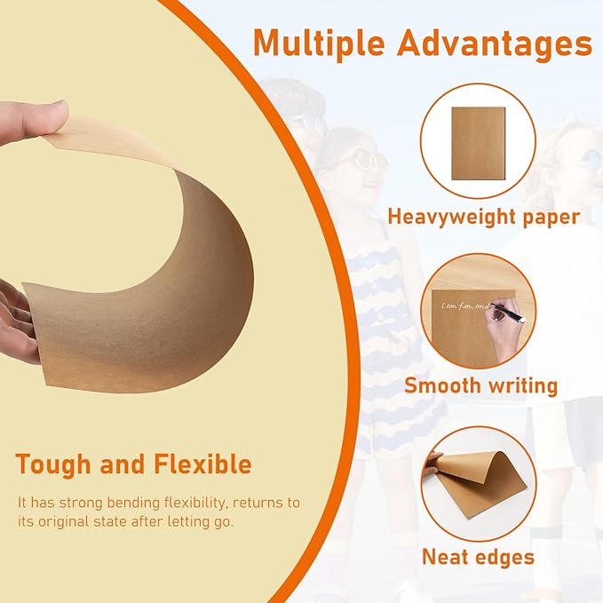 Guakicae 60 Sheets Brown Cardstock 5 x 7 Kraft Paper, 300gsm/110lb Heavyweight Flat Card Stock Printer Paper for DIY Card Making, Party Invitations, Thank You Cards, Graduations, Mailing