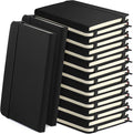 Honoson 20 Pack Lined Journal Notebooks A5 Hardcover Executive Notebook 5.5" x 8.3" PU Leather Wide Ruled Journals Bulk with Elastic Band for Home Business Office School Supplies(Black)