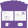 Two Pocket Folders, PANDRI 50 Pack 2 Pocket Folders, Letter Size Paper File Folder for School Office Home Business, Purple