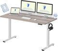 FLEXISPOT EN1 One-Piece Standing Desk with 1-Inch Thick Seamless Desktop, 60"x24" Electric Height Adjustable Desk for Home Office, Multi-Monitor Setups & Easy Assembly, Gray Wood
