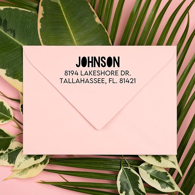 Self Inking Modern Address Stamps | Custom Return Address Stamper (Colorblock, Large)